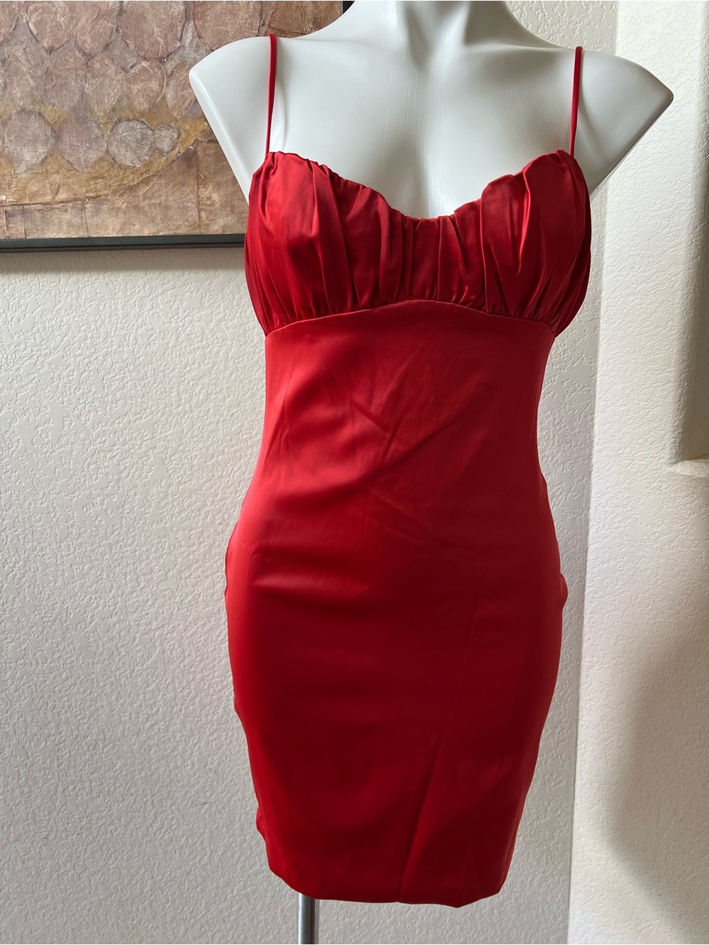 Meshki for Love Brea Red Ruched Bust Slip Dress - Women L NEW with tags